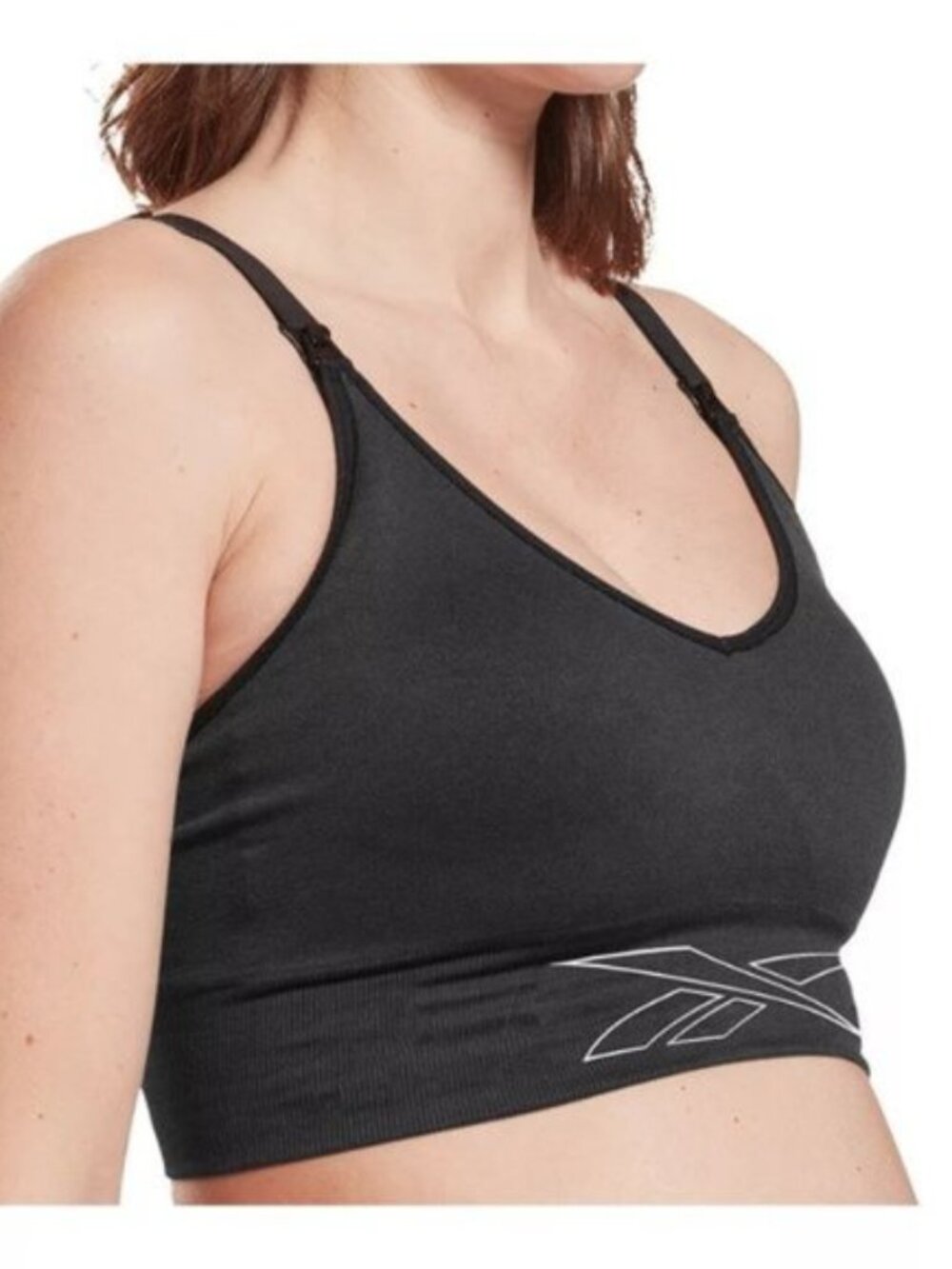 Reebok Studio Maternity Nursing Sports Bra Medium Support Removable Pads Black S